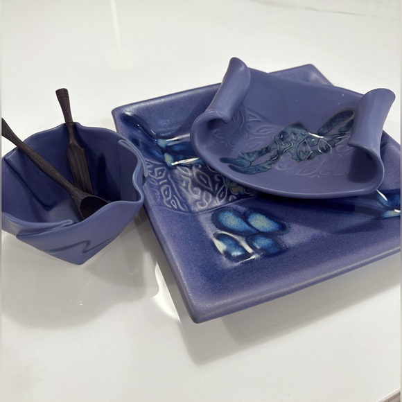 Hilborn Pottery, Three Piece Set with spoon and knife. - Picture 2 of 6